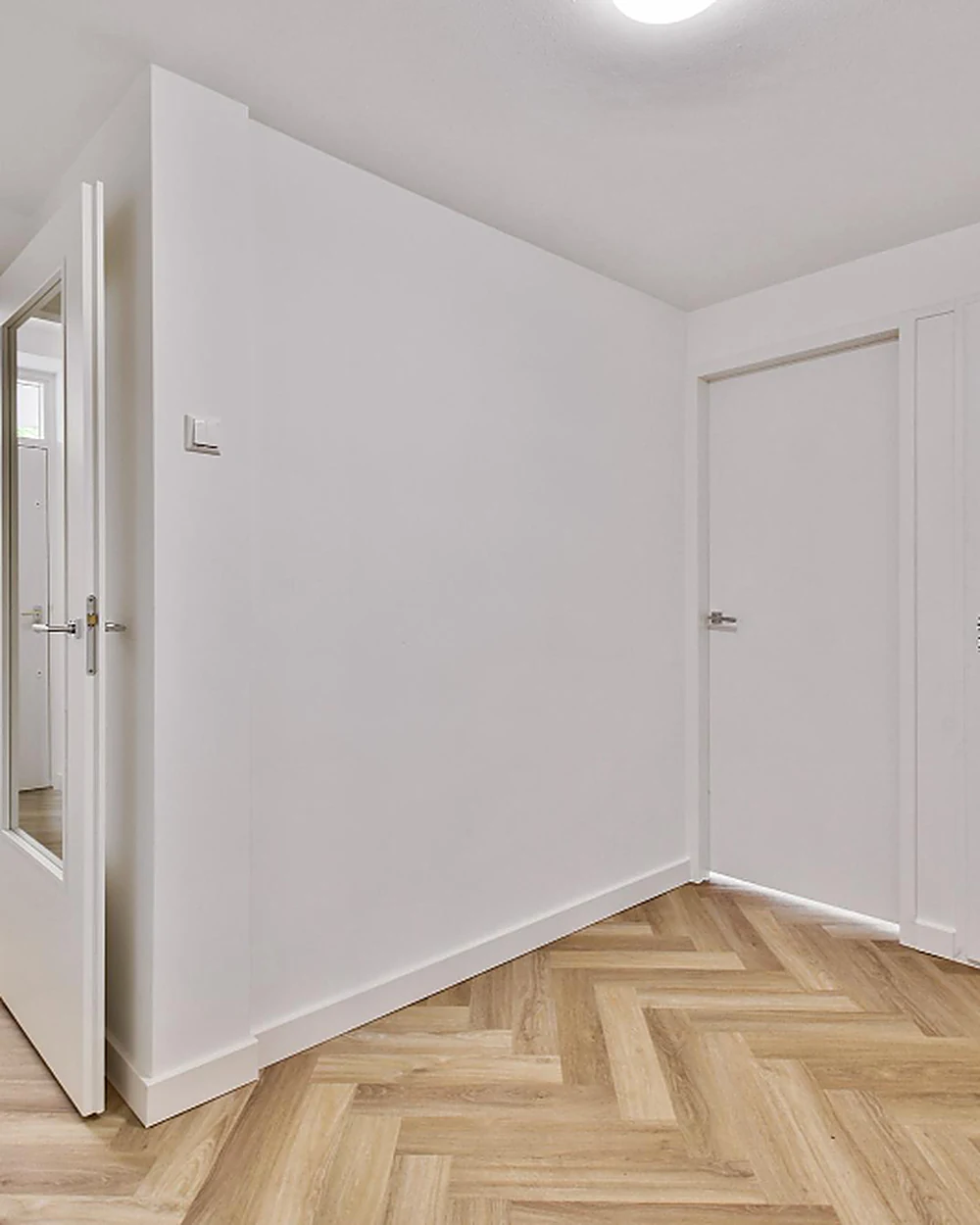 Restored herringbone floor after water damage reinstatement